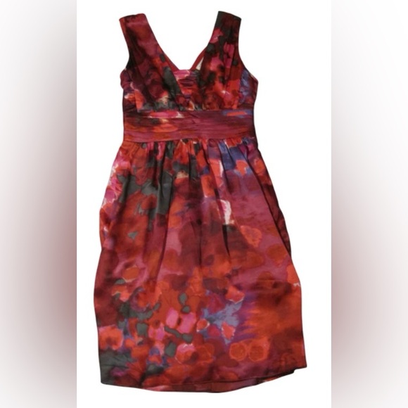 Banana Republic Floral Red Purple Green and Black Dress lined - Picture 4 of 8